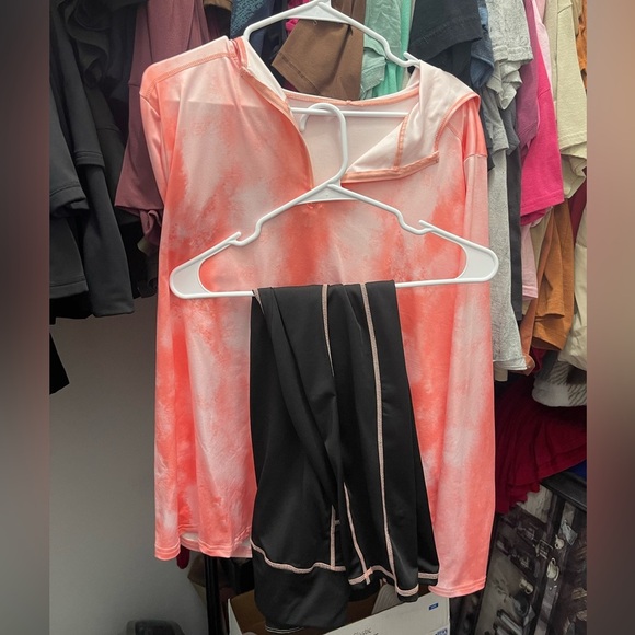 NEW SHEIN Pink Tie-Dye Women's Hoodie & Leggings Workout Set - Picture 8 of 9